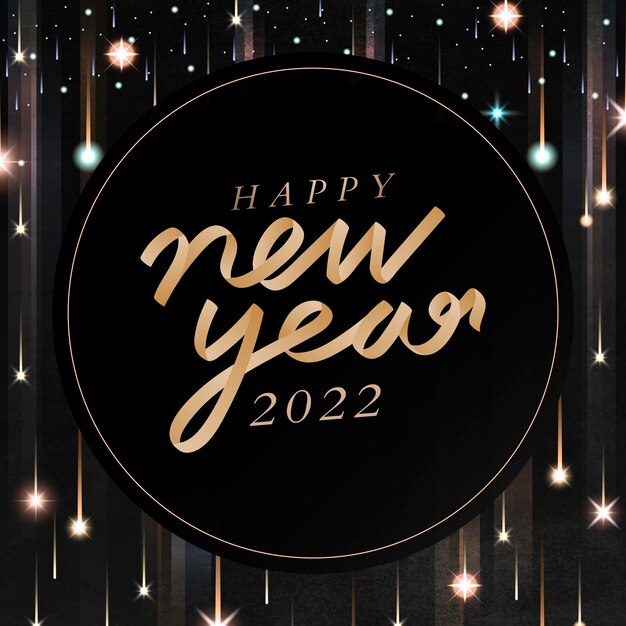 2022 feliz año nuevo, lentejuelas doradas gran tipografía estética de Gatsby en vector de fondo negro