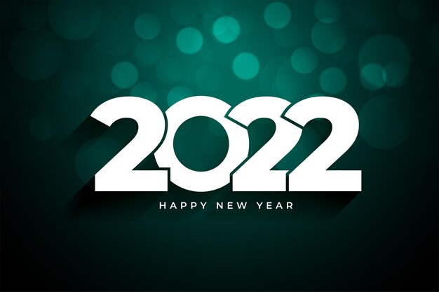 2022 feliz año nuevo saludo plano creativo sobre fondo bokeh