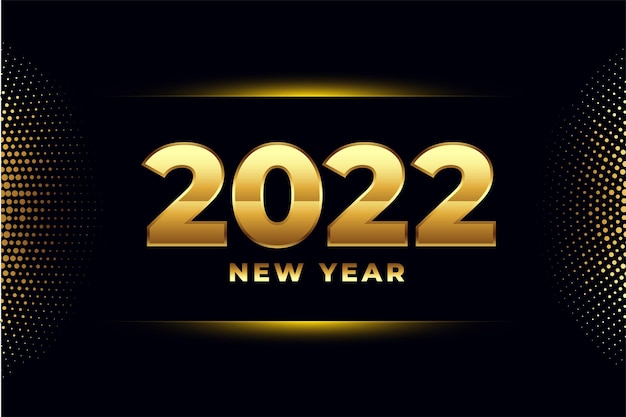 2022 saludo de año nuevo negro y dorado con efecto de semitono.