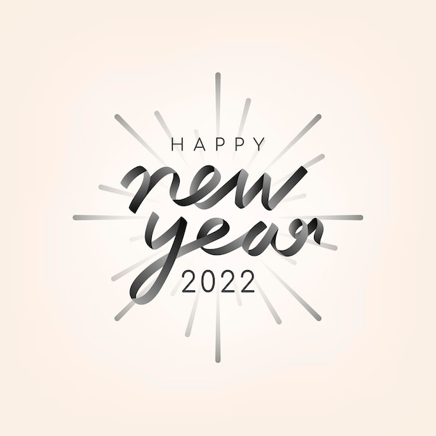 2022 texto negro feliz año nuevo texto de saludos de temporada estética sobre fondo beige vector