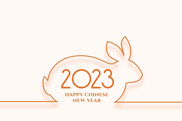 2023 año de fondo cultural de conejo en estilo de línea.
