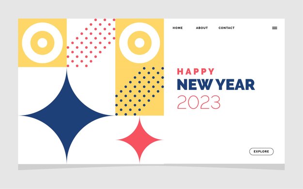 2023 Feliz año nuevo Sitio web Plantilla de diseño de banner Ilustración vectorial