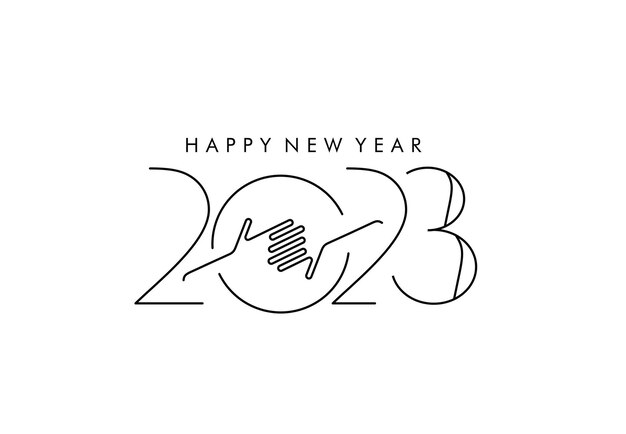 2023 Feliz año nuevo Texto Diseño de tipografía Plantilla de póster Folleto decorado Diseño de banner de volante