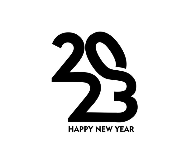 2023 Feliz Año Nuevo Texto Tipografía Diseño Patrón Ilustración vectorial