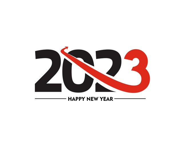 2023 Feliz Año Nuevo Texto Tipografía Diseño Patrón Ilustración vectorial