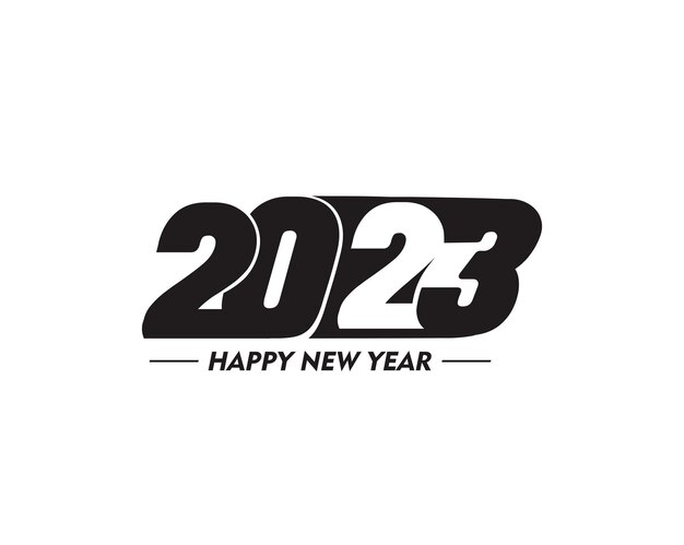 2023 Feliz Año Nuevo Texto Tipografía Diseño Patrón Ilustración vectorial