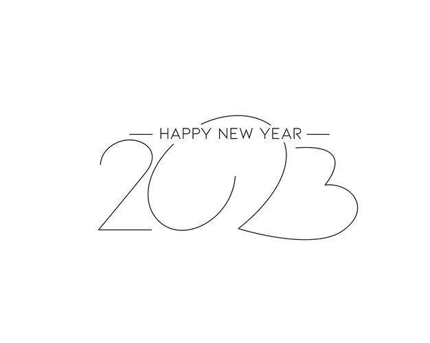 2023 Feliz Año Nuevo Texto Tipografía Diseño Patrón Ilustración vectorial