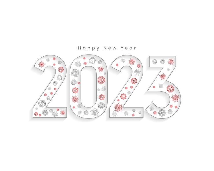 Vector gratuito 2023 letras en estilo copo de nieve para el cartel del festival de año nuevo
