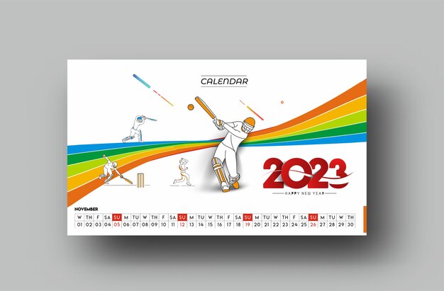 2023 noviembre calendario feliz año nuevo diseño