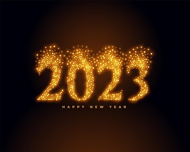 2023 texto en estilo brillo dorado para tarjeta de evento de año nuevo