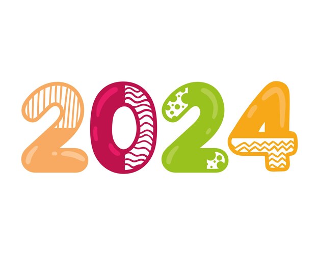2024 feliz año nuevo decoración aislada
