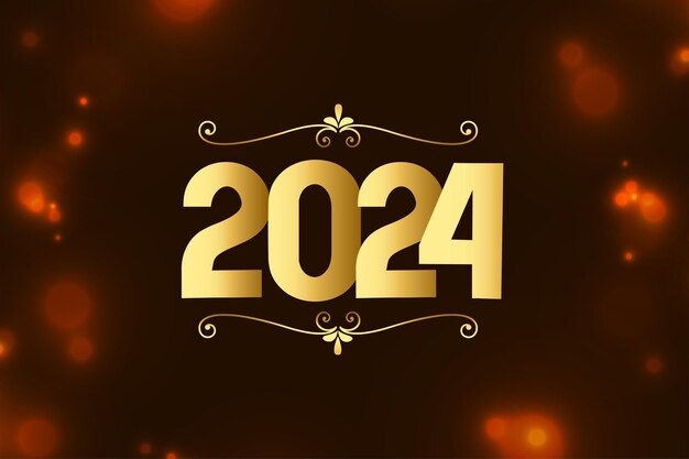 2024 letras doradas fondo brillante para el vector de eventos de año nuevo
