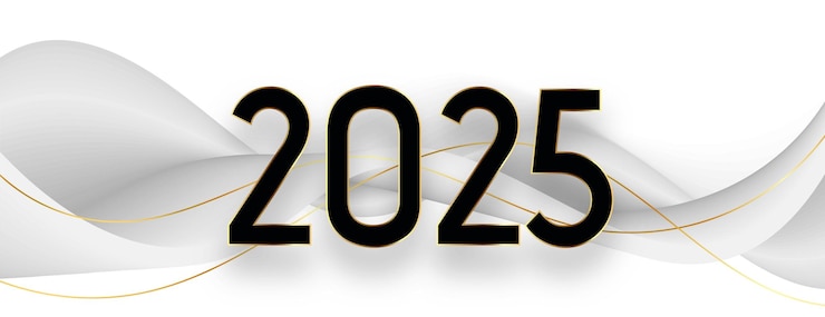 Vector gratuito 2025 letras de papel de pared gris para el evento de año nuevo