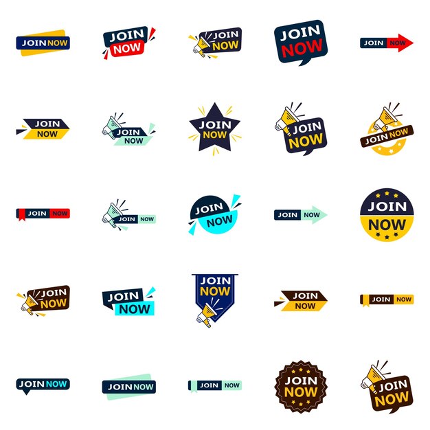 25 diseños tipográficos de alta calidad para una promoción de membresía profesional Únase ahora