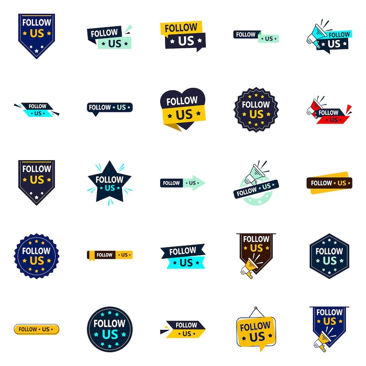 Vector gratuito 25 elementos gráficos de followboosting follow us para linkedin y pinterest