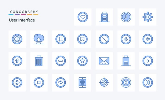 25 interfaz de usuario paquete de iconos azules