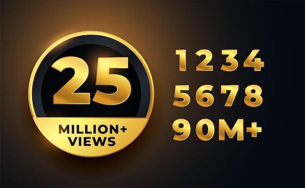 Vector gratuito 25 millones de visualizaciones en video golden label