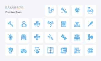 Vector gratuito 25 paquete de iconos azules de fontanero ilustración de iconos vectoriales