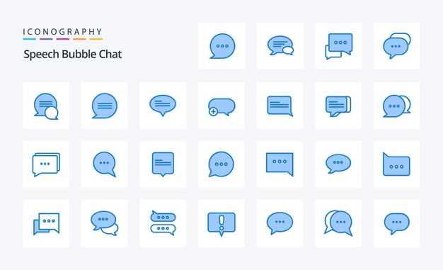 25 paquete de iconos de chat azul