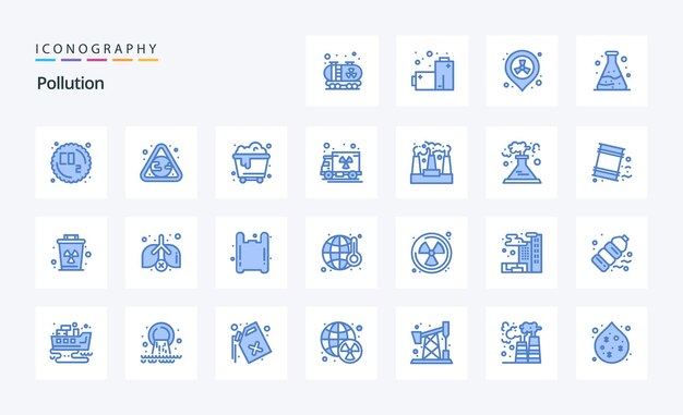 25 paquete de iconos de contaminación azul