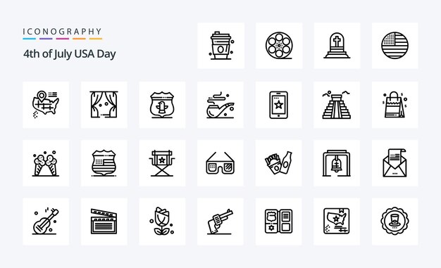 25 Paquete de iconos de línea de EE. UU. Ilustración de iconos vectoriales