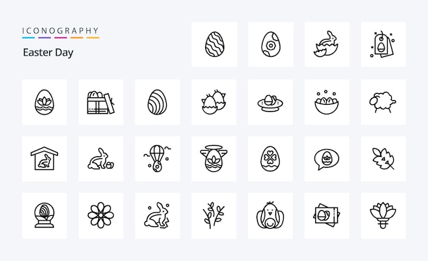 25 paquete de iconos de la línea de pascua ilustración de iconos vectoriales