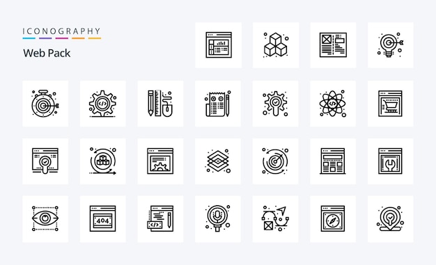 Vector gratuito 25 paquete web paquete de iconos de línea ilustración de iconos vectoriales