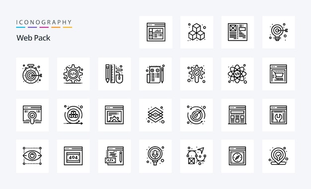 25 Paquete web Paquete de iconos de línea Ilustración de iconos vectoriales