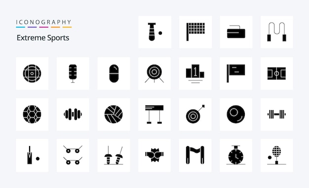 Vector gratuito 25 sport solid glyph icon pack vector iconos ilustración