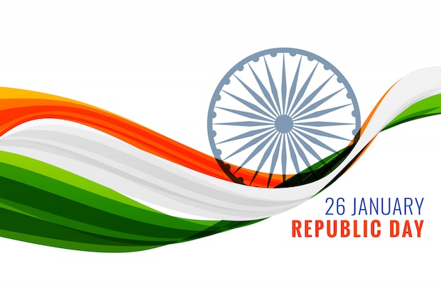 26 de enero feliz República día bandera con bandera India