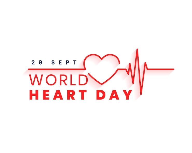 Vector gratuito 29 de septiembre, día mundial del corazón, el fondo del cardiograma en el estilo de la línea