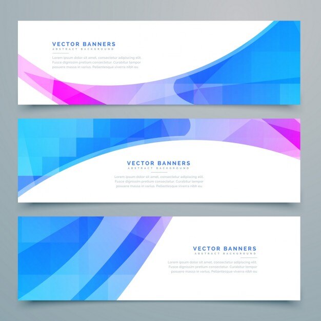 3 banners con formas geométricas