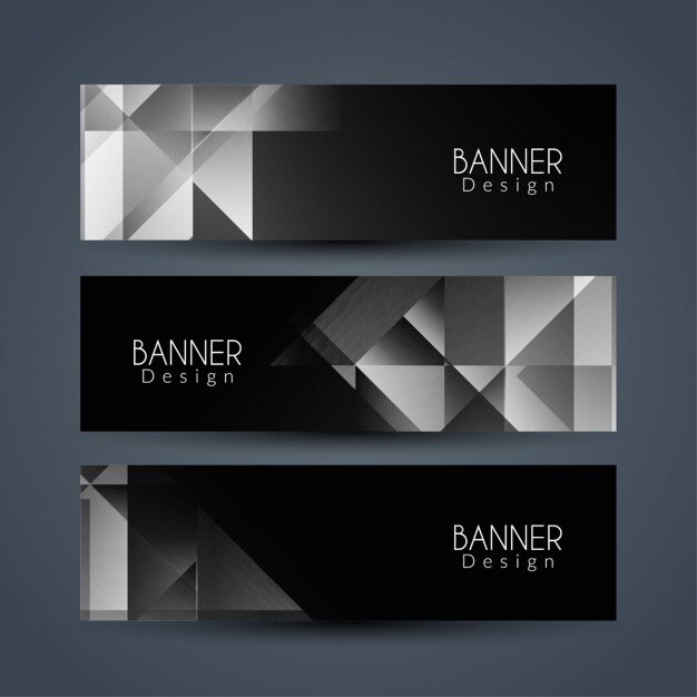 3 banners poligonales negros