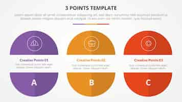 Vector gratuito 3 puntos plantilla de etapa concepto infográfico para presentación de diapositivas con con lista de 3 puntos con vector de estilo plano