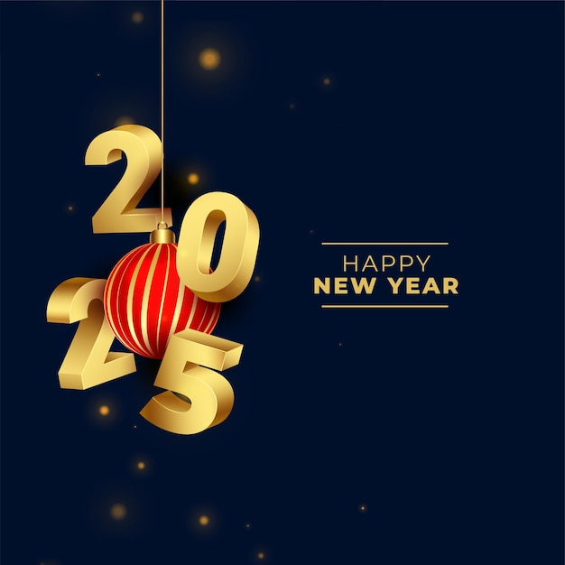 3d 2025 fondo de la fiesta de año nuevo con bola de Navidad