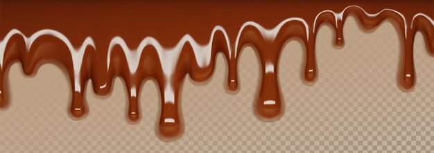 3d chocolate derretido goteo flujo de jarabe líquido marrón