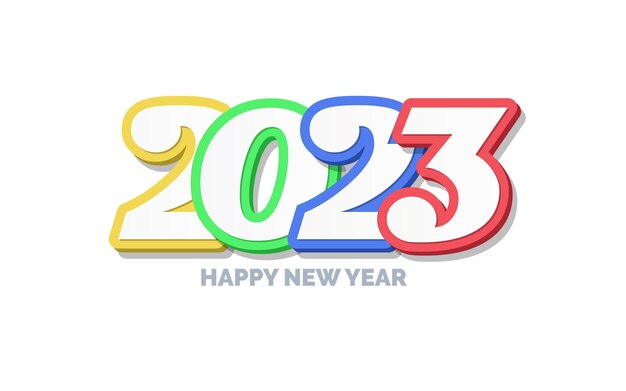 3D Feliz año nuevo 2023 diseño de logotipo Ilustración vectorial