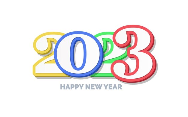 3D Feliz año nuevo 2023 diseño de logotipo Ilustración vectorial