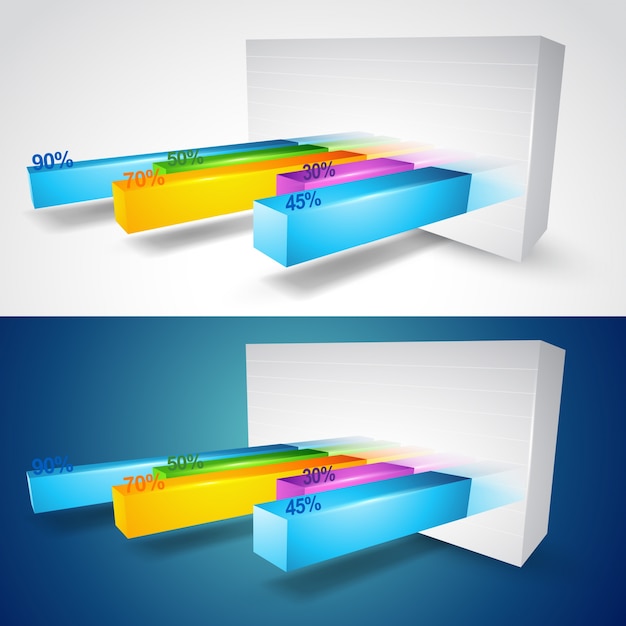 Vector gratuito 3d gráficos que muestran estadísticas