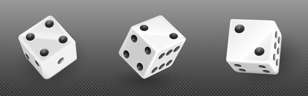 3d juego de casino juego cubo rollo aislado vector icono blanco realista juego póquer afortunado cuadrado rodando con cuatro y dos números de punto conjunto Azar azar juego entretenimiento piezas de juguete con riesgo