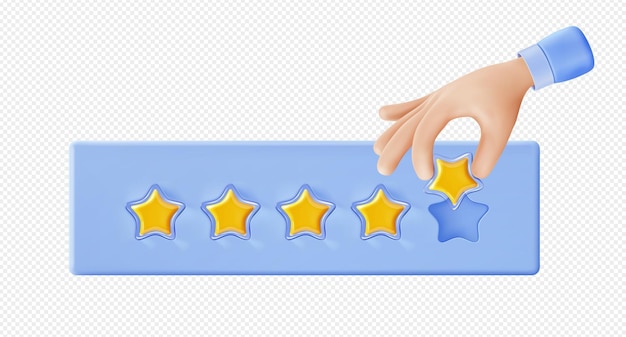 3D mano agregando estrella de calificación dorada icono png
