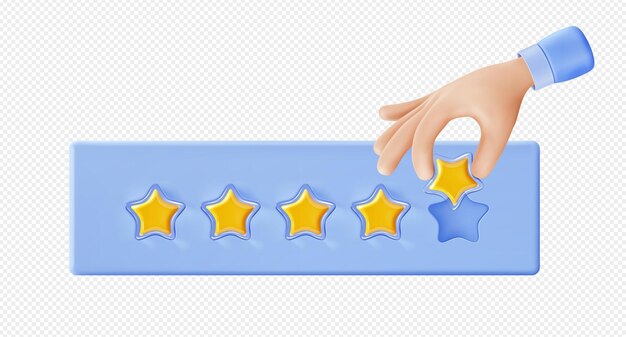 3D mano agregando estrella de calificación dorada icono png