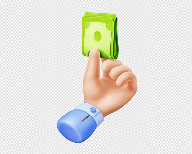 3D mano sosteniendo papel moneda icono png