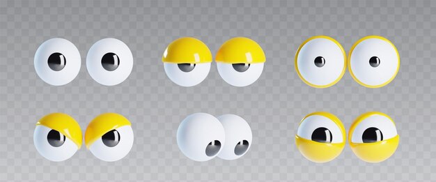 3d muñeca amarilla ojos googly para dibujos animados aislados