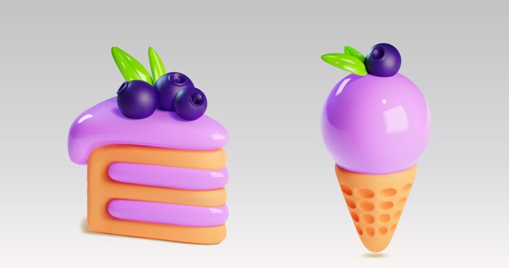 Vector gratuito 3d postre de pastel y dulce de pastel de comida icono vectorial