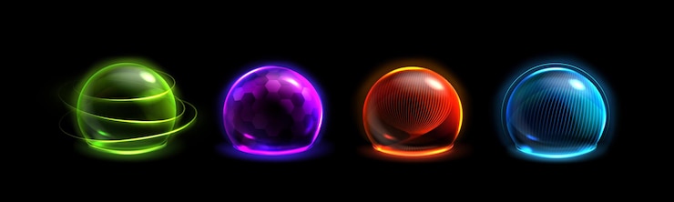 Vector gratuito 3d proteger la fuerza burbuja y escudo efecto esfera tecnología de barrera domo elemento vectorial abstracto forma de defensa de bola segura con rejilla hexagonal ai red inmune forma redonda diseño gráfico ligero