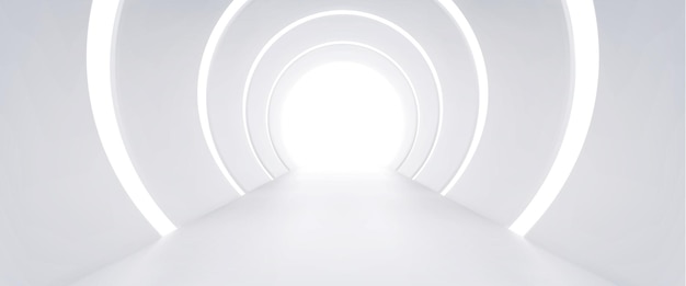 Vector gratuito 3d render corredor de habitación abstracta blanca en vector