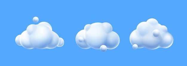 Vector gratuito 3d render nubes blancas esponjosas spindrift remolinos