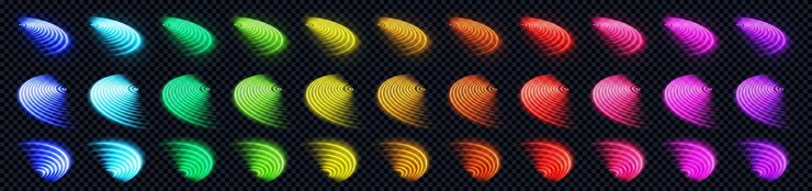Vector gratuito 3d wifi tecnología de luz de neón señal inalámbrica signo de vector de onda abstracta en púrpura rojo azul y verde con brillo láser colección de diseño radial icono de anillo de enrutador de internet para conjunto de redes informáticas