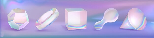 3d y2k forma de holograma Figura líquida abstracta